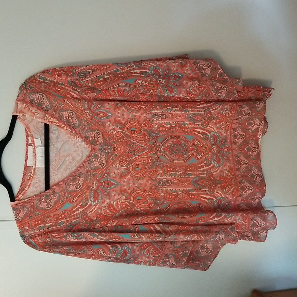 Belle by kim gravel 2 piece coral turquoise poncho